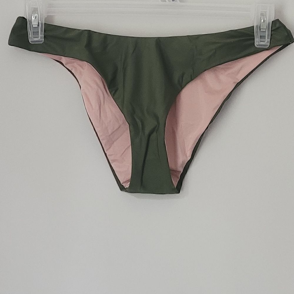 New J.Crew Curved-Waist Cheeky Bikini Bottom in Green NWT